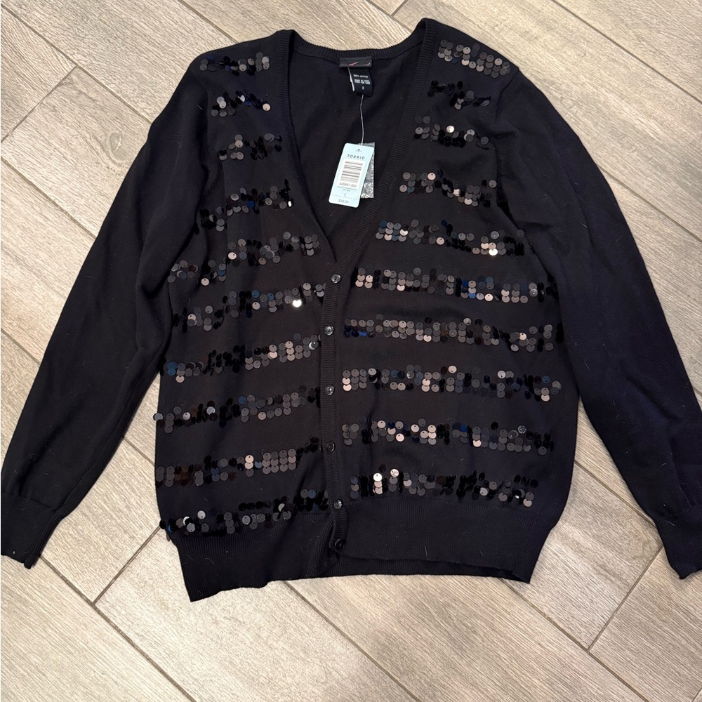 Torrid Black Sequin Cardigan